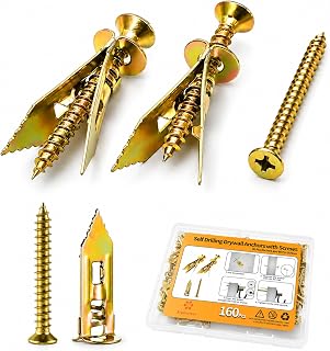 Jyphorixal 160 PCS Self Drilling Drywall Anchors with Screws Kit, Heavy Duty Metal Wall Anchors for Drywall, Sheetrock Anchors 0.47x1.18inch with Screws, No Drill Dry Wall Anchors and Screws Kit