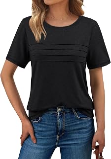 BLMFAION Women Summer Dressy Casual Tshirt Tops Loose Fit Short Sleeve Top