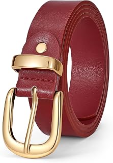 JASGOOD Women's Leather Belt for Jeans Pants, Fashion Ladies Belt for Dresses with Gold Buckle