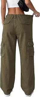 EMMIOL Jeans Cargo Larghi Vintage lavati, 1 Verde., M
