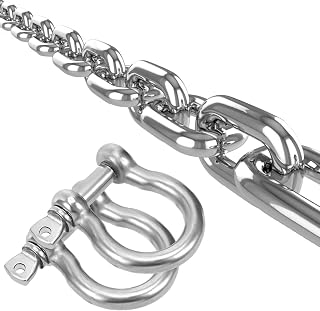 Stainless Steel Chain, Lsqurel 6.5 ft Metal Chain Utility Chain Heavy Duty Chain for Guardrail, Swing, Lifting, Trailer etc (1/4 inch - 6.5 feet)