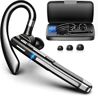 Bluetooth Headset,100Hrs Bluetooth 6.1 Earpiece, HD Audio, Mute Button | Trucker Headset with Dual Noise Cancelling Mics, Dual Device Connection, Hands Free Headphone for Trucker/Business/Work
