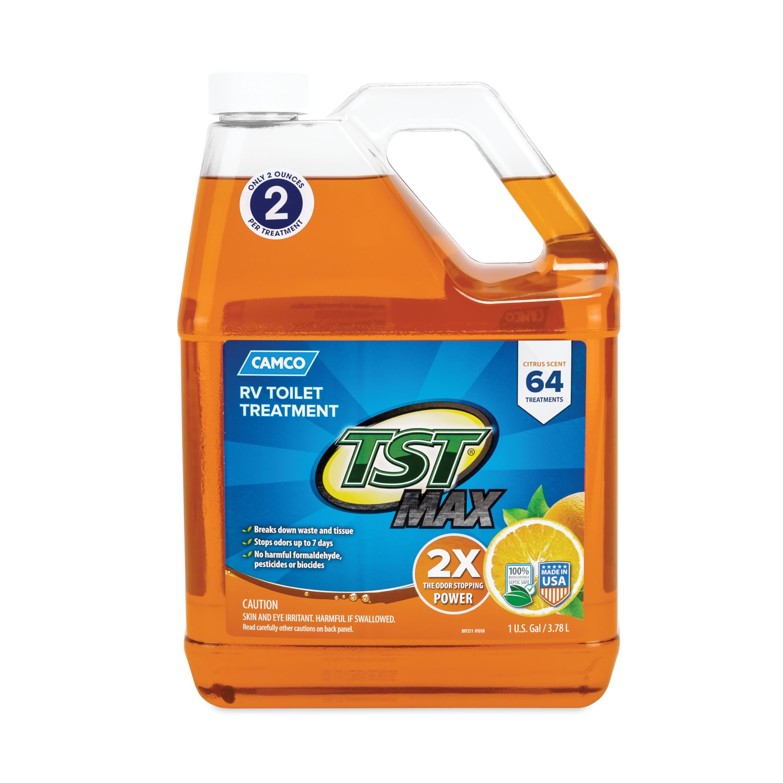 Camco TST MAX RV Toilet Treatment 1 Gallon - Orange Scent - Made in the USA | Co