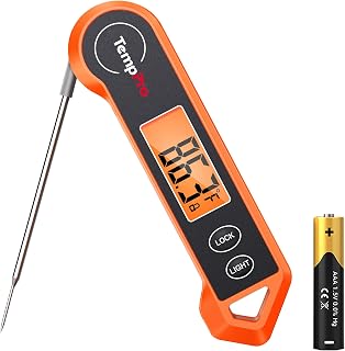 TempPro TempSwift 1 Sec Instant Read Meat Thermometer Digital | Auto-Rotating Backlit, Motion-Activated, Waterproof Cooking Food Thermometer for BBQ Grill Candy, Gifts for Men Husband Dad