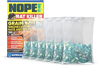 NOPE! Fast-Acting Rat & Mouse Grain Poison Sachets 6 x 25g | Quick-Acting & Easy To Use for Indoor & Outdoor
