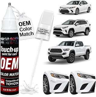 040 Ice Cap/Super White Touch Up Paint for Toyota, 0.4 fl oz 2-in-1 Car Paint Pen & Brush for Select RAV4, Camry, Corolla, Highlander, Prius, Sienna & Tacoma, Scratch and Chip Repair