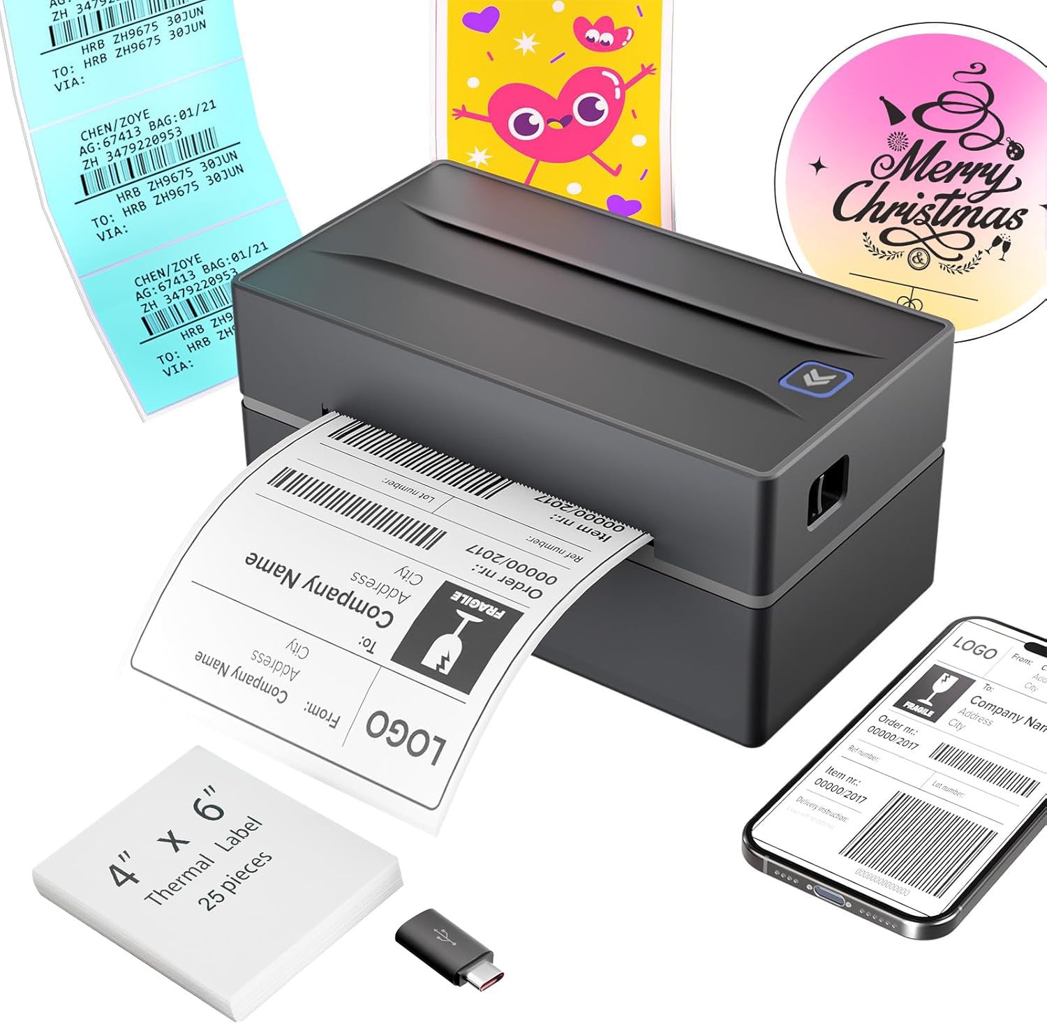 Thermal Shipping Label Printer 4x6 Bluetooth Label Maker for Small Business | Wi