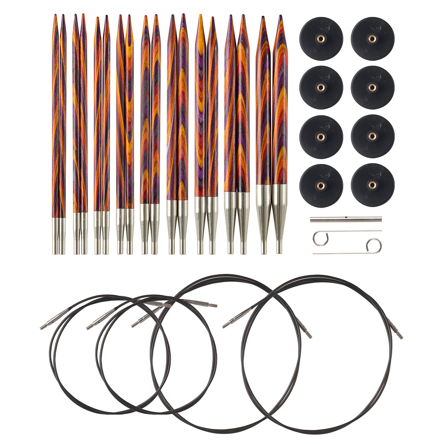Knit Picks Wood Interchangeable Knitting Needles Set - US 4-11 (Radiant) | 9 siz