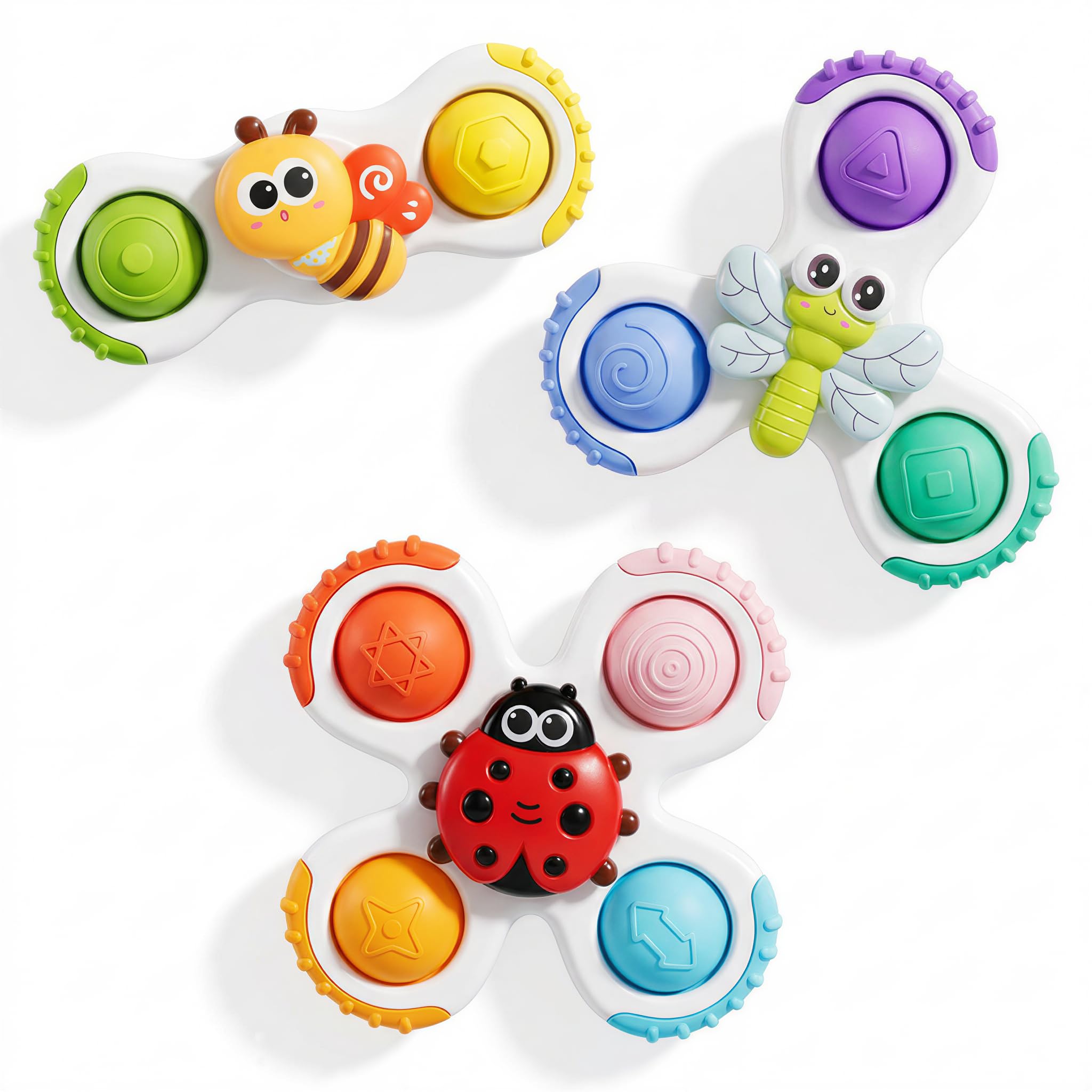 CalfQueen Insect Suction Cup Spinner Baby Bath Toys for Kids Ages 1-3 | Sensory 