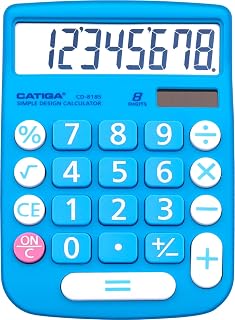 CATIGA Desktop Calculator 8 Digit with Solar Power and LCD Display, Big Buttons, for Home, Office, School, Class and Business, 4 Function Small Basic Calculators for Desk, CD-8185