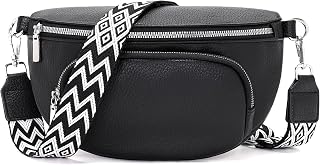 Rorimyth Bauchtasche Damen Schwarz Umhängetasche Damen Klein Veganes Leder Handtasche Crossbody Bag