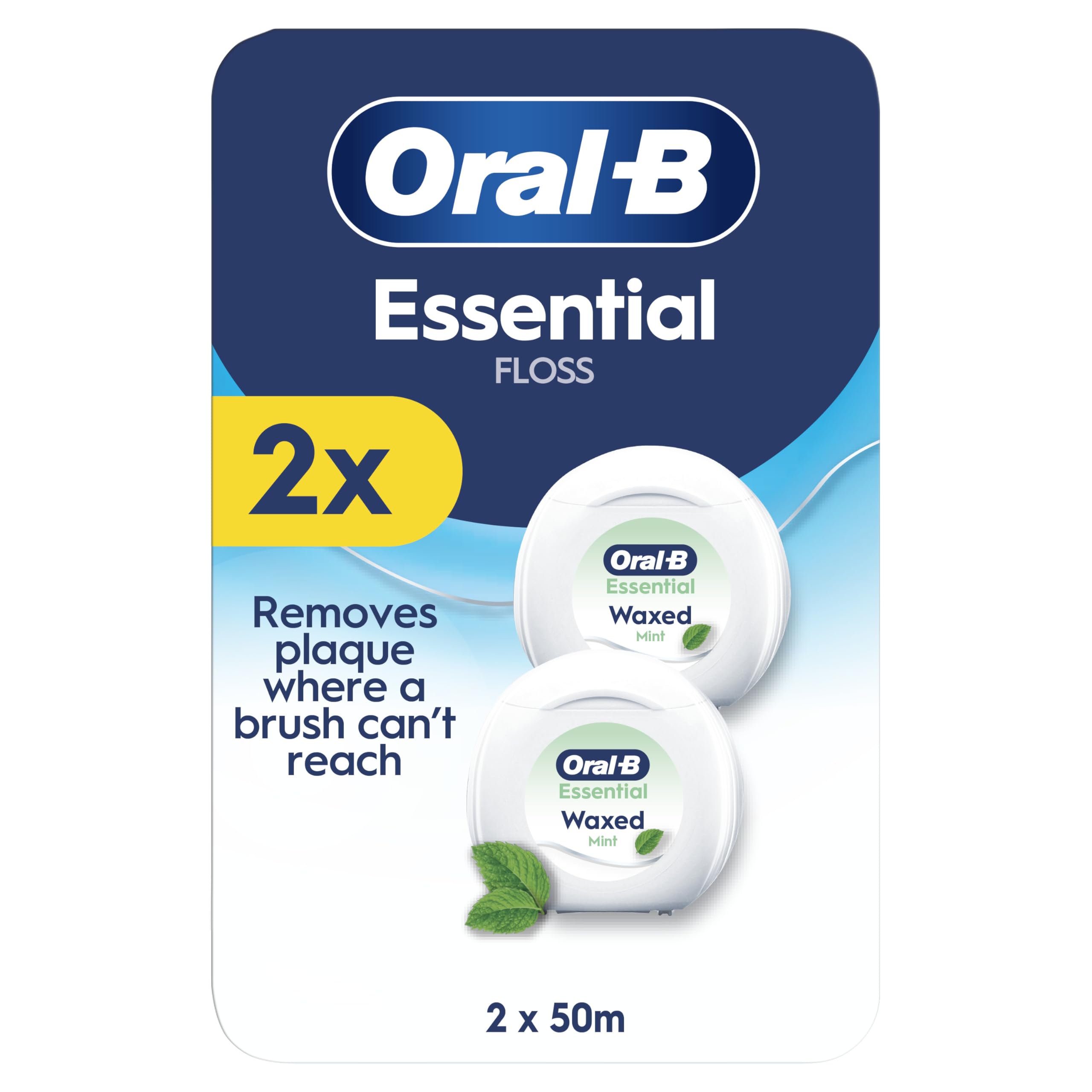 Oral-B Essential Floss - Removes Plaque - Waxed Dental Floss for Tight Spaces - 