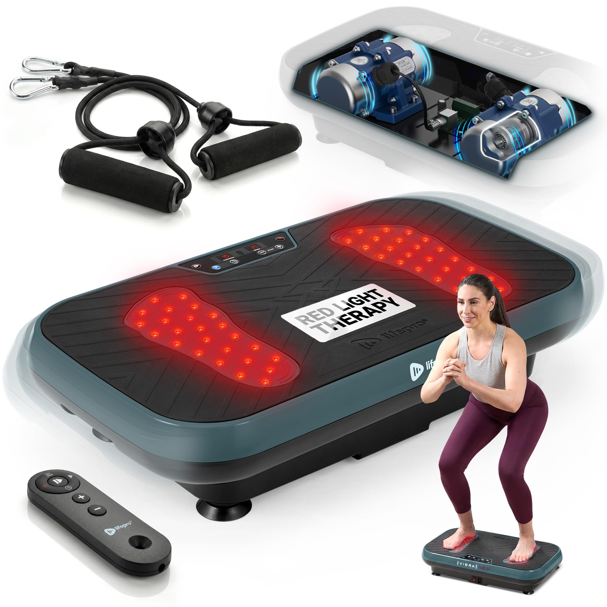 Lifepro VibraRed Vibration Plate - Jade (Renewed) | 99 Speeds, 9 Presets, <70dB 