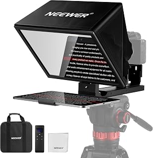 NEEWER Basics X12B Aluminum Alloy Teleprompter 12" for Tablet DSLR Camera | Compatible with iPad, Bluetooth, No Assembly, Remote & App Control, Compatible with iOS Android, Black, for Streaming