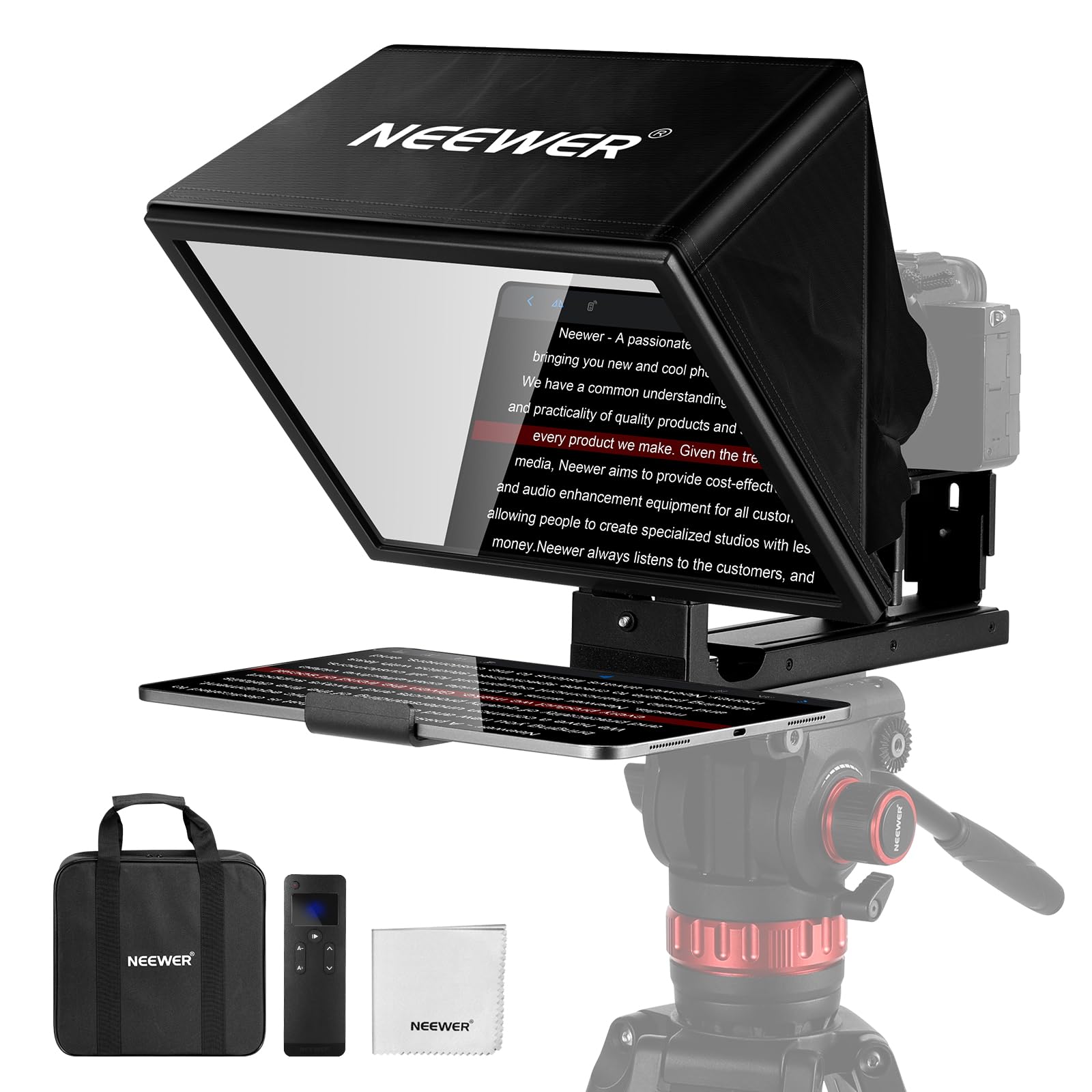 NEEWER Basics X12B Aluminum Alloy Teleprompter 12" for Tablet DSLR Camera | Comp