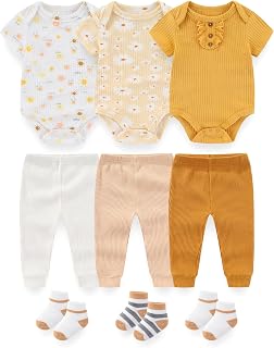 BIGBIGKISS Baby Boy Girl Clothes Cotton Bodysuits and Pant Socks Outfits