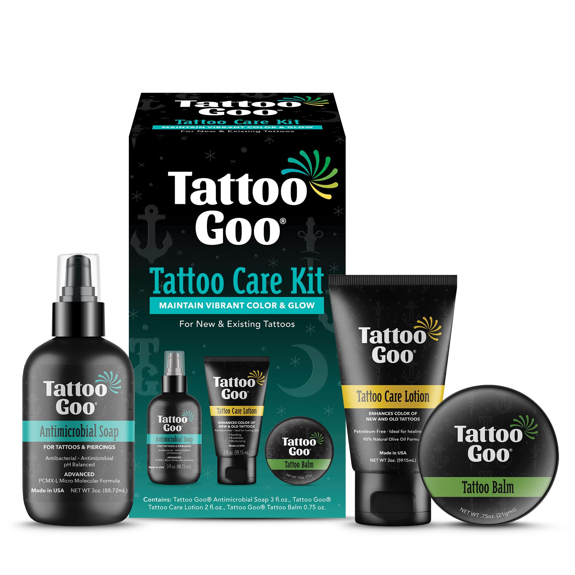 Tattoo Goo Tattoo Aftercare Kit, 3 Piece Set, Includes Antimicrobial Soap, Tatto