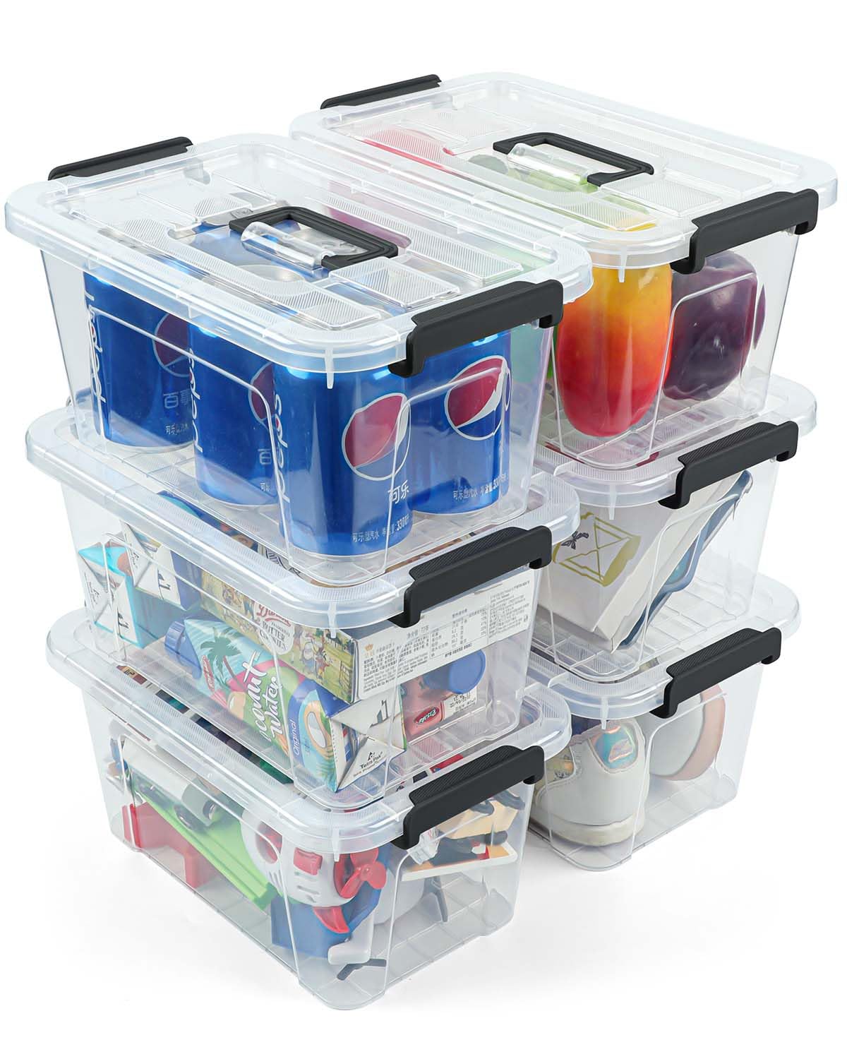 NUMIFUN 7Qt Clear Plastic Storage Bins with Lids,Transparent Design,6 Pack | Sta