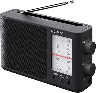 Sony ICF-506 Analog Tuning Portable FM/AM Radio, Black 2.14 lb | Powerful mono speaker for big sound, Dedicated headphone socket for personal listening