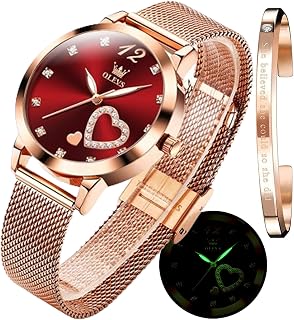 OLEVS Orologio Donna Lusso Oro Rosa Donna Slim Thin Leggero Orologio In Acciaio Inox Mesh Orologi Moda Impermeabile Orologio da Polso Donna,Bracciale Regolabile