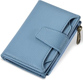 Airkit Small Wallet Women RFID Blocking Vegan Leather Bifold Compact Card Holder Wallet for Women with Zipper Coin Pocket 4 ID Window