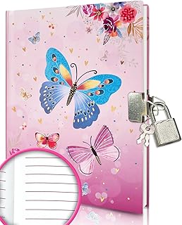 Girls Diary with Lock, 7x5.3” 160 Lined Page Pink Kids Journal Girl Gift | Butterfly Secret Diary for Girls Journal with Lock & Keys Cute Notebook for Writing Drawing Gifts for Girls 6 7 8 9 Years Old