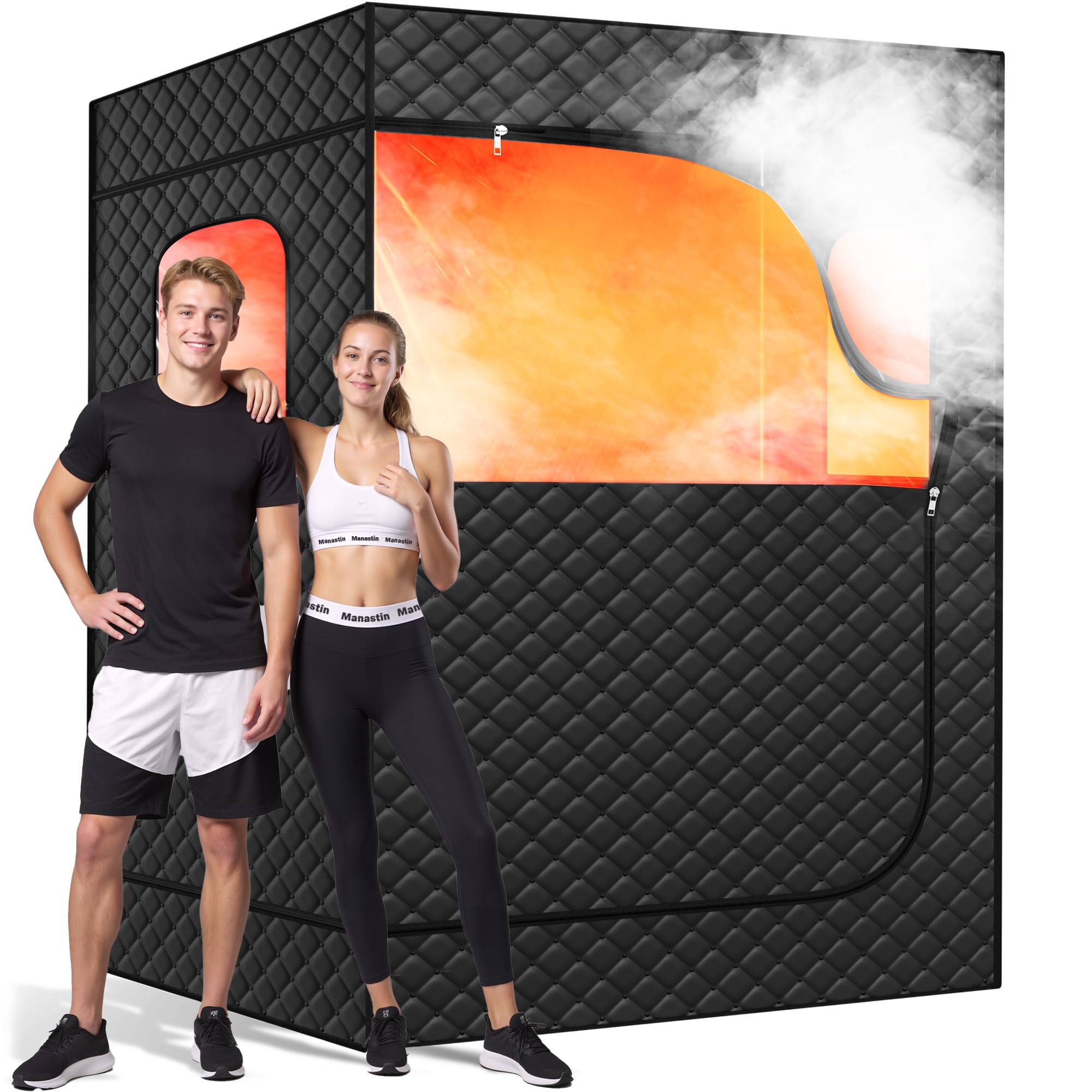Manastin 2 Person Portable Steam Sauna for Home, 1 or 2 Person Full Body Home Sp