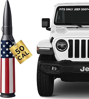 50 Cal Badass Bullet Antenna® Fits Jeep Wrangler JK & JL from (2007 for Jeep Wrangler & Gladiator Accessories - Car Wash Safe & Anti Thelf Design - Ditch The Whip & Upgrade Your Jeep