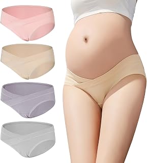 CM Tech Maternity Shorts [Set of 4], Low-rise Cotton Pregnancy Pants, Pre- and Postnatal, Cotton, Antibacterial and Deodorant, Maternity Underwear, No-tightening, Panties, Large Size