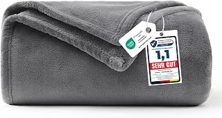 WAVVE Fleece Blanket Sofa Throw Grey 4ft x 5ft - Fluffy Soft Warm Versatile Blanket for Sofa/Couch/Bed Throw/Single Size Gray,130x150 cm