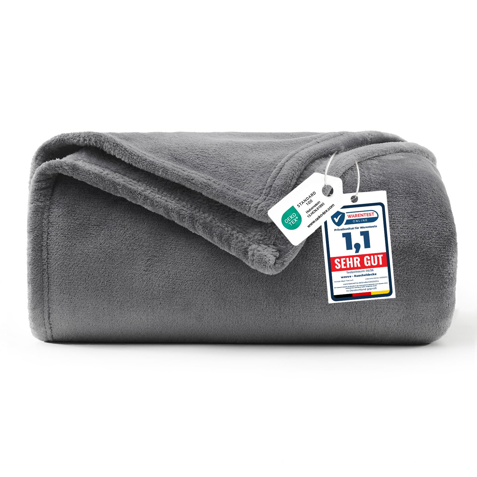 WAVVE Fleece Blanket Sofa Throw Grey 4ft x 5ft - Fluffy Soft Warm Versatile Blan