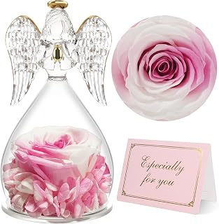 Yamonic Preserved Real Rose Gifts for Women, Eternal Rose in Glass Angel