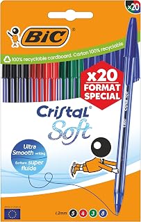 BIC Set Special Edition Cristal Soft Ballpoint Pens Medium Tip (1.2 mm) – Assorted Colours Ink, Pack of 20