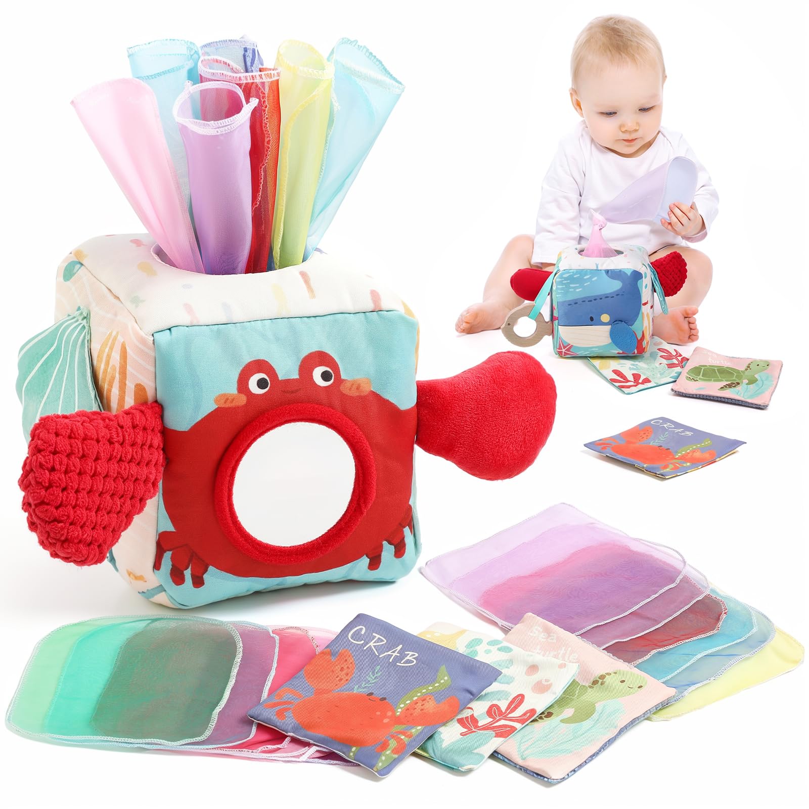 Youuys Baby Tissue Box Toy for Babies 6-12 Months - Montessori Toys Baby Tissue 