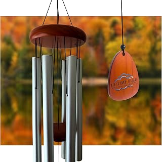 L'UTIME BLEU 31" Wind Chimes for Outdoor & Indoor, Crisp Melodic Aluminum Tubes, Weatherproof for Canadian Winters - Memorial & Sympathy Gift, Great for Birthday, Anniversary, Housewarming (Silver)