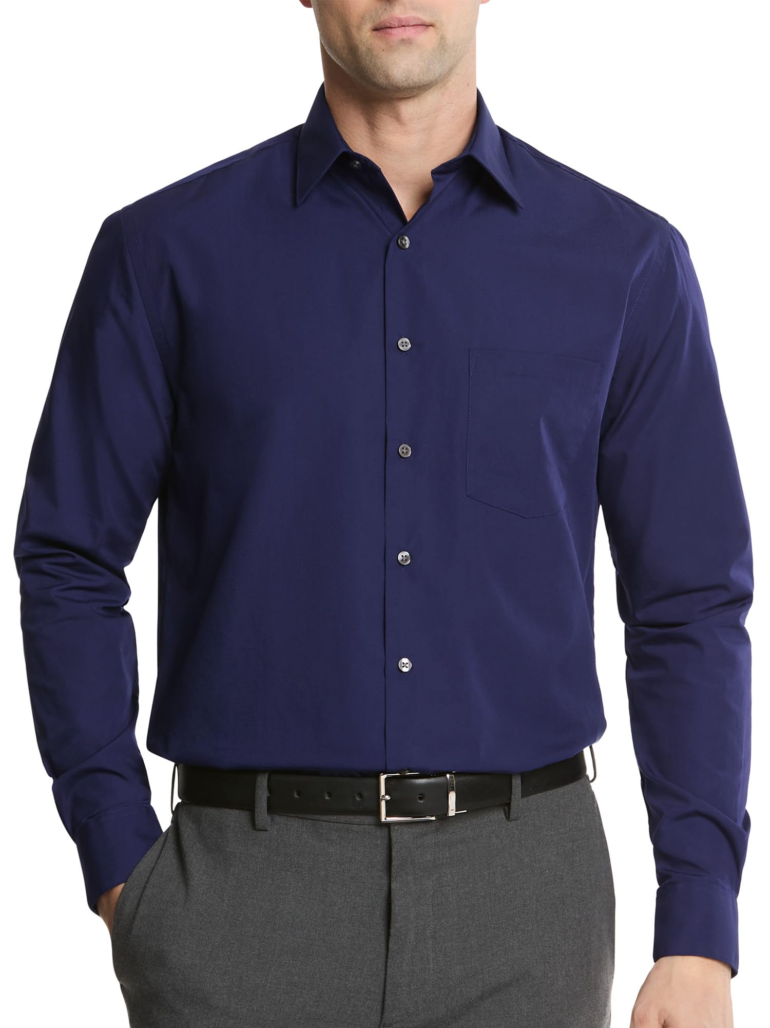 Van Heusen Poplin Regular Fit Solid Point Collar Dress Shirt Elegant Men's Shirt