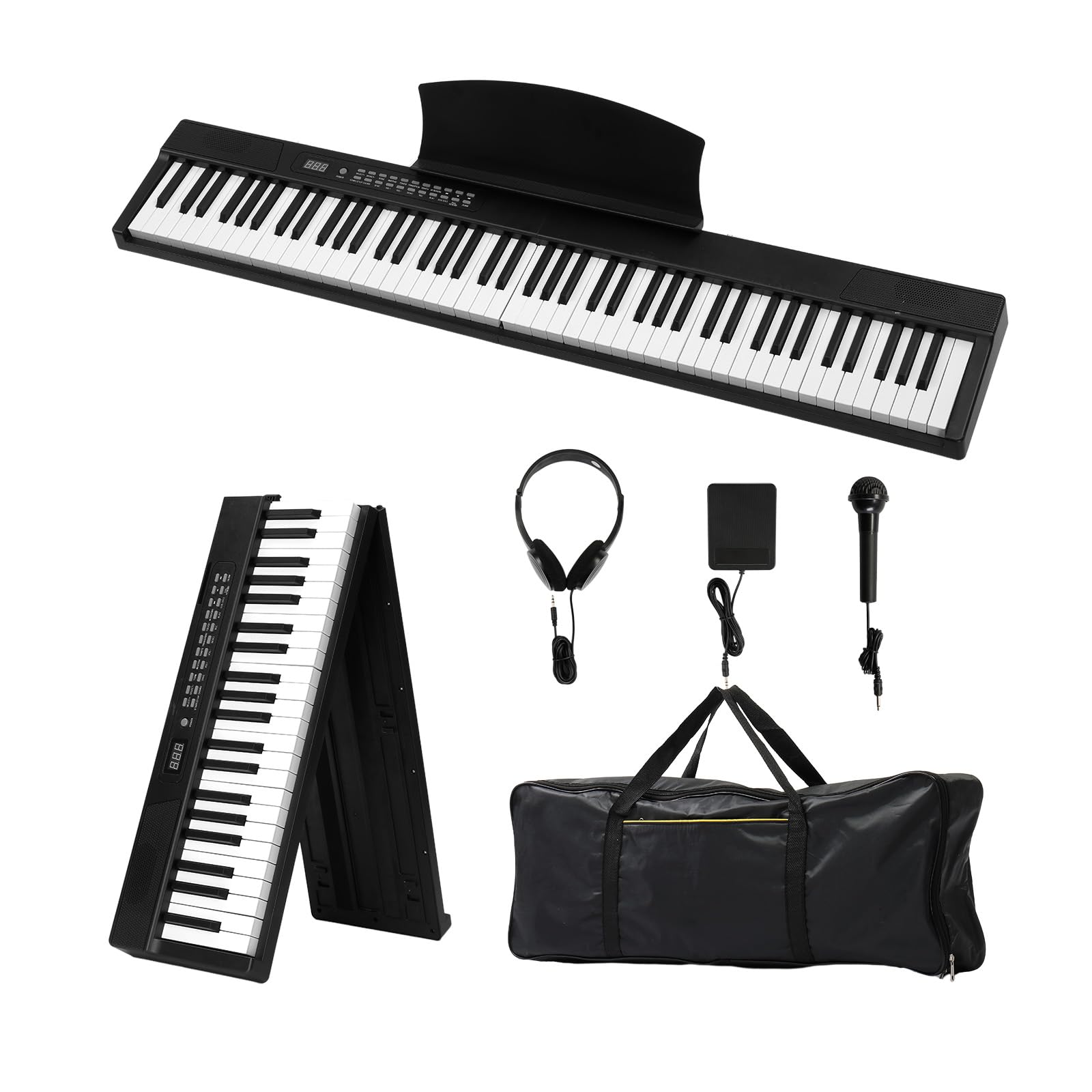 Glarry 88 Key Folding Digital Piano Full Size Electric Keyboard with Semi-Weight