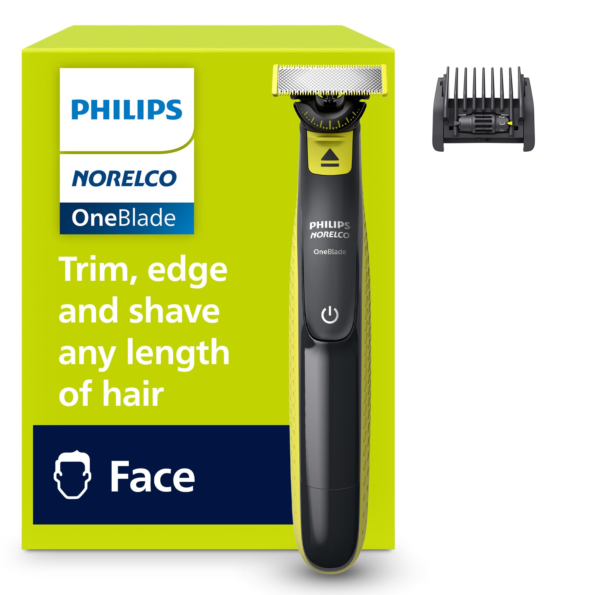 Philips Norelco OneBlade 360 Hybrid Face Trimmer and Shaver, 5 Length Comb | Tri
