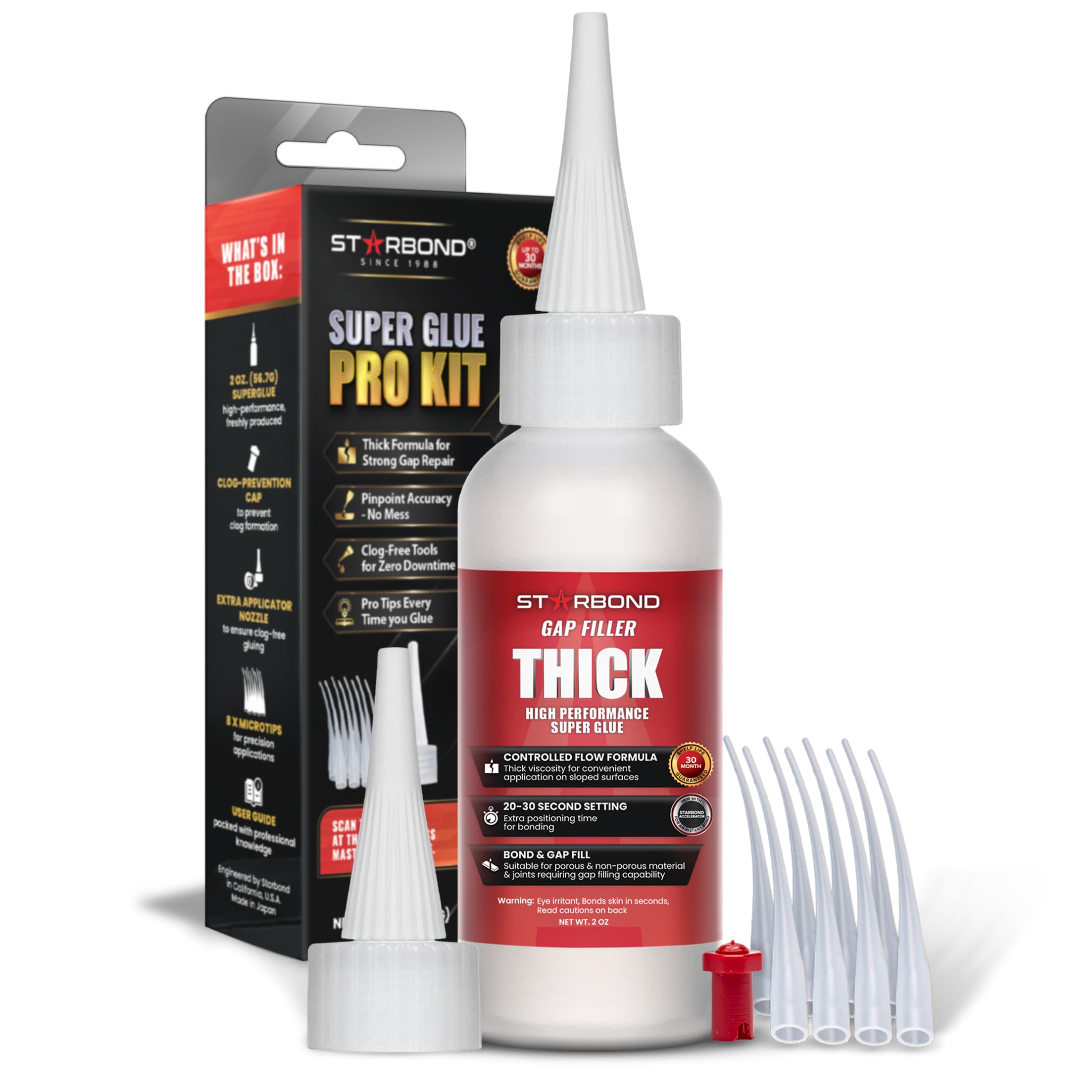 Starbond Thick Super Glue Pro Kit (2 oz) – Gap-Filling CA Glue (Cyanoacrylate Ad