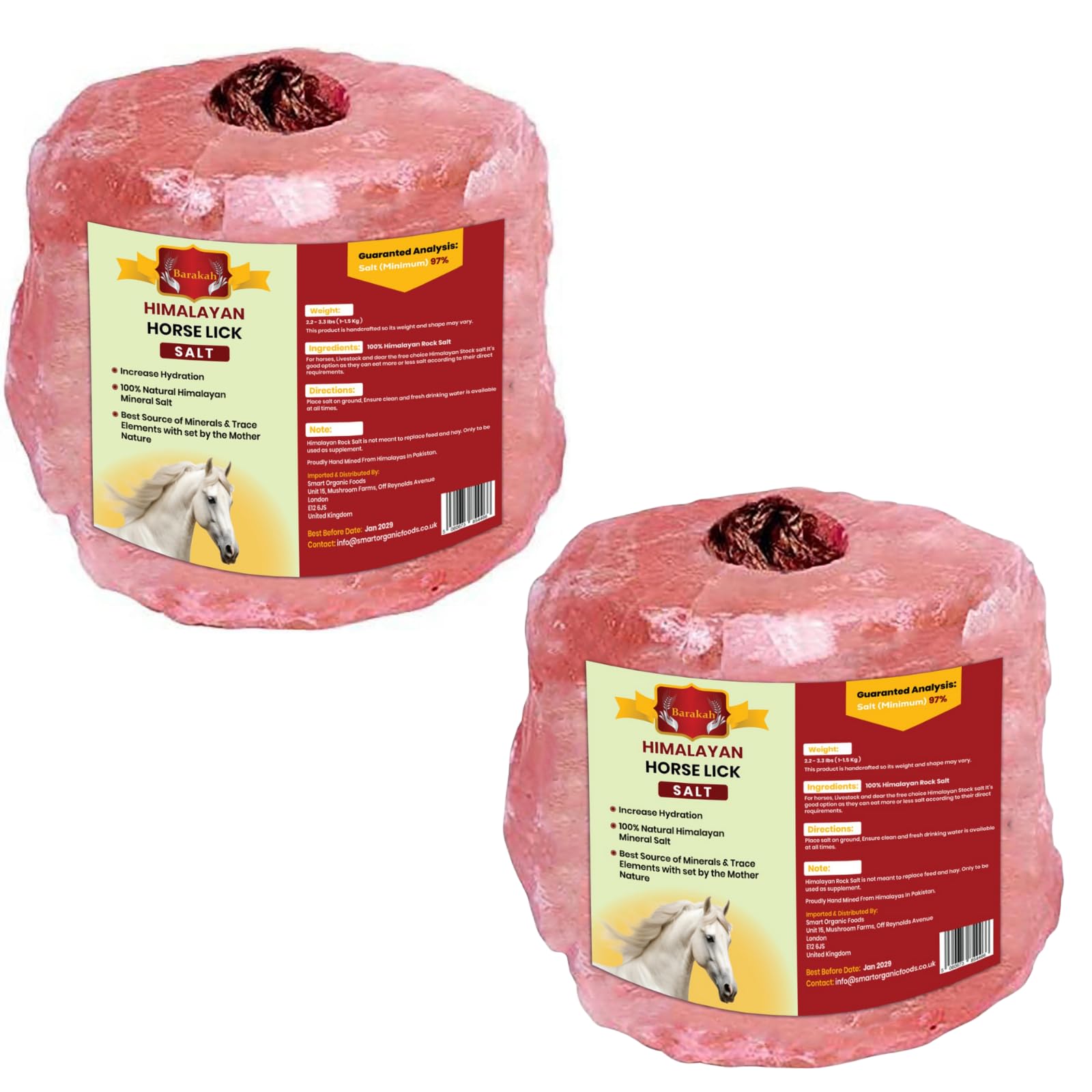 Barakah Himalayan Animal Horse Lick Natural Pink Salt, Natural Rock Salt with Ha