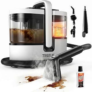TREEUP Portable Steam Carpet Cleaner, 18KPa Upholstery Cleaner Machine | Spot Cleaner Machine with Steam & Hot Water for Pet Messes and Stubborn Stains, Various Tools for Car, Furniture, Couch, Rug