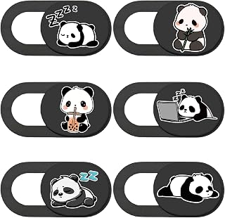 PRESSINART 6Pcs Laptop Camera Covers Webcam Camera Cover Panda Pattern Privacy Security Guard Slide Phone Webcam Protector for Laptops Desktops Computers Smartphones Tablets Notebooks Mini PC Devices