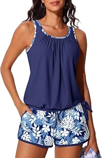 Summer Mae 2025 Women's Tankini with Shaping Shorts and Side Pockets