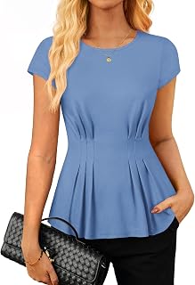 GRACE KARIN Womens Peplum Tops Dressy Casual,2026 Summer Short Sleeve Work Blouses, Business Shirts Fashion Clothes