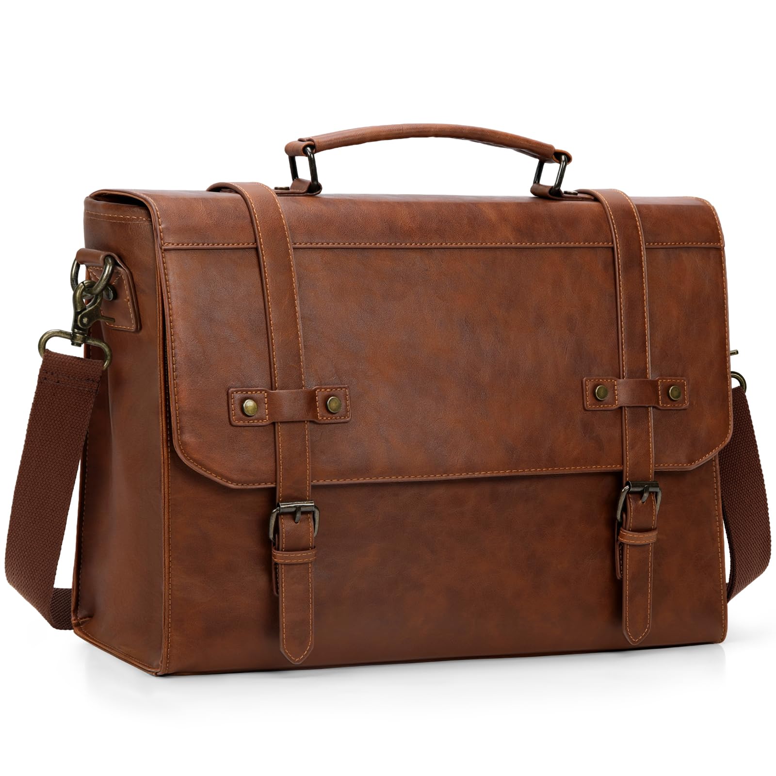 Messenger Bag Men 18 Inch Laptop Bag Vintage PU Leather Computer Briefcase Water
