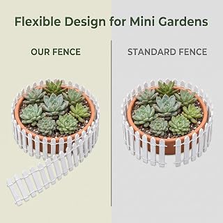 White Miniature Wooden Picket Fence - Decorative Border for Fairy Gardens and Bonsai Displays, Rustic Landscape Accent with Weather-Resistant Design (Indoor/Outdoor Mini Fence Decor)