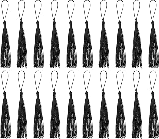 30 Pcs Mini Tassels Silky Soft Tassels with Loops for Key Chain Graduation Handmade 5.1 Inch Black
