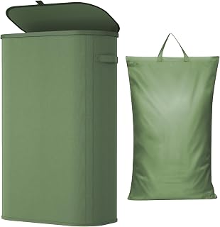 Lifewit 85L Large Laundry Hamper with Lid, Removable Inner Bag, Green