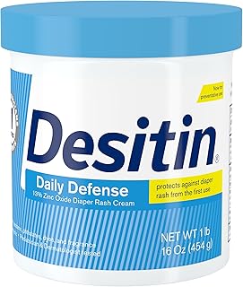Desitin Daily Defense Diaper Rash Cream, 13% Zinc Oxide, 16 oz | Treat, Relieve & Prevent Diaper Rash, Hypoallergenic, No Added Parabens & Dyes, For Adults, Babies and Kids