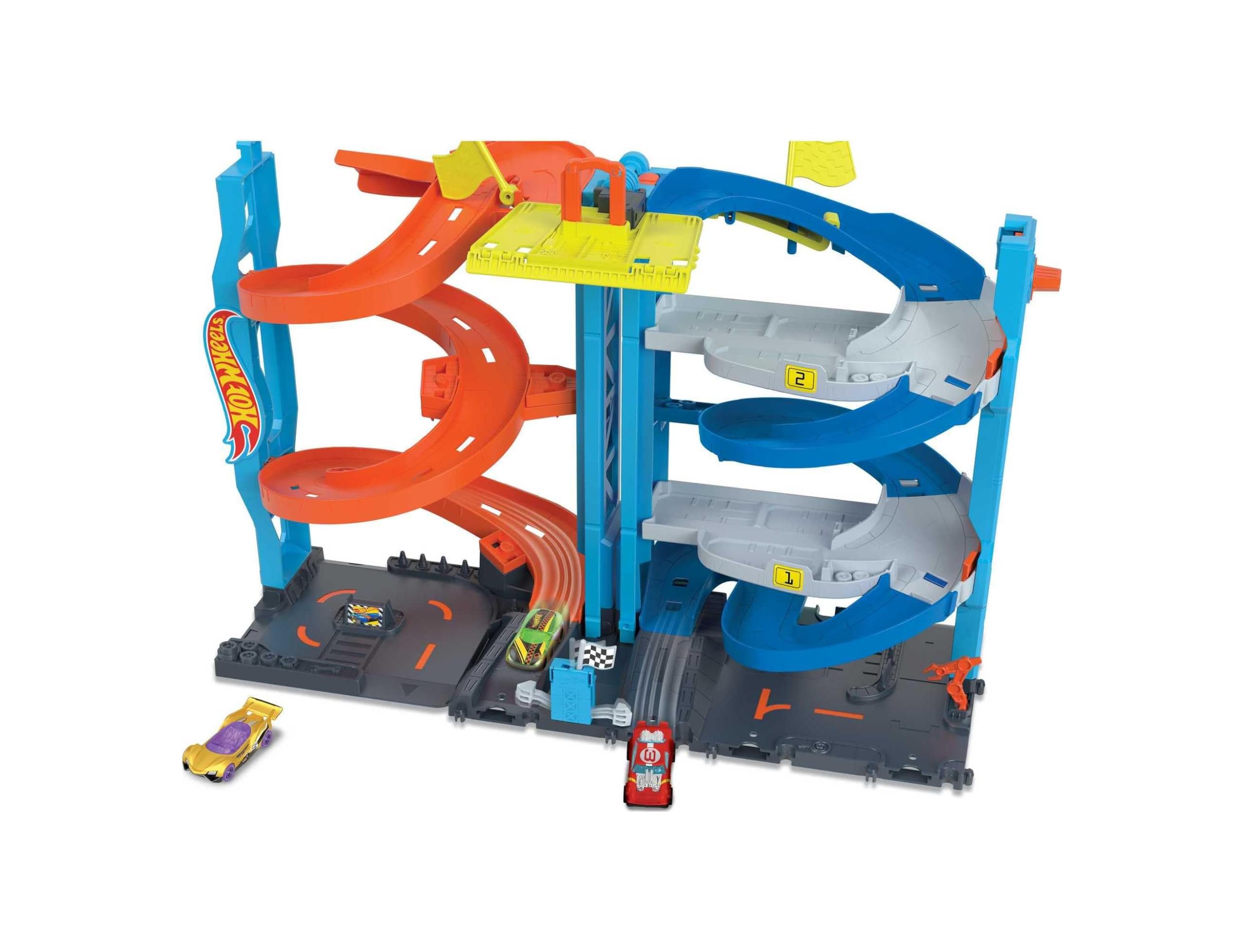 Hot Wheels City Transforming Race Tower & 1 Toy Car | 1:64 Scale Vehicle & Track